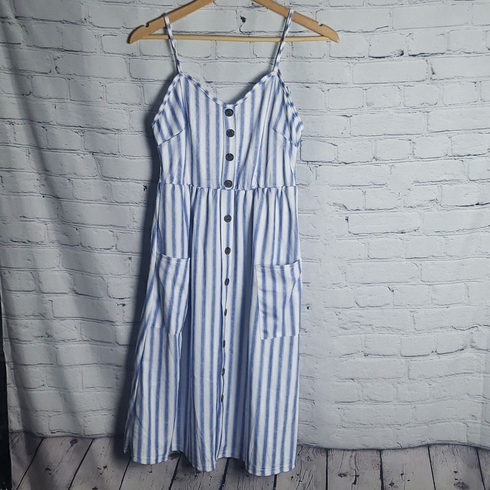 Blue and White Stipped Dress‎